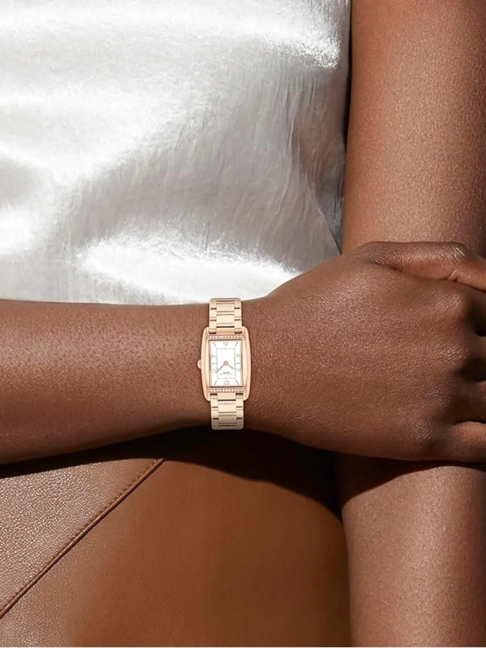 Coach Reese Women's Watch - 2H Quartz Tank Watch with Crystal-Set Link Bracelet